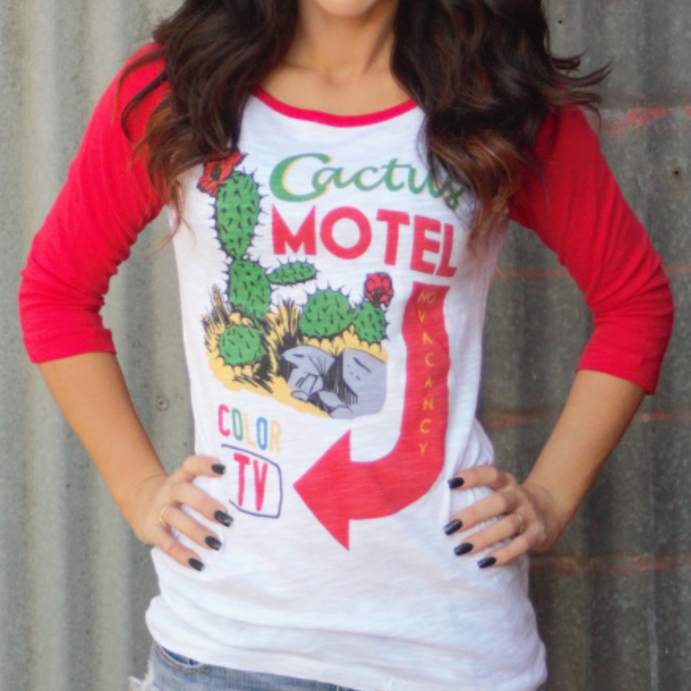 Cactus Motel 3/4 Sleeve "Slub" Burnout Baseball Te